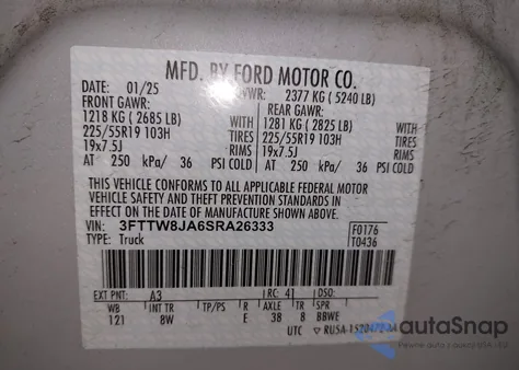 2025 Ford Maverick Xlt z USA, uszkodzony, nr VIN 3FTTW8JA6SRA26333